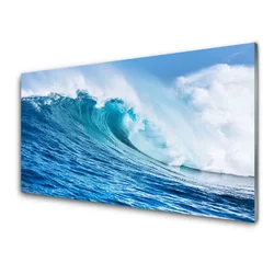 tulup.si Slika na steklu Waves sea sky oblaki 120x60 cm 2 obešalnika