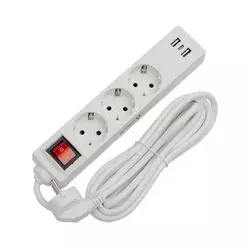 Produžni kabl sa prekidačem 3xutičnica+2xUSB-A+1xUSB-C 3m SCHUKO bela
