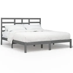 Vidaxl Posteljni okvir siv iz trdnega lesa 200x200 cm