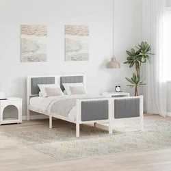Okvir kreveta s uzglavljem Bijela i svijetlosiva 120 x 200 cm