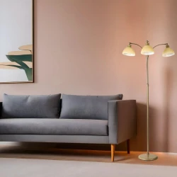Opviq Podna lampa Gonca 3, 160 cm, E27, Zlatne boje