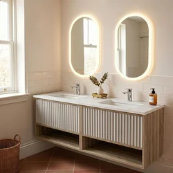Skye Decor Set kupatilskog ormarića sa umivaonikom i ogledalom, 2 dela, Krem