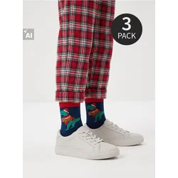 Sinsay - Pamučne čarape sa novogodišnjim motivom 3 pack - šareno