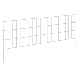 Ograda za vrt s kolčićima 48 pcs 95 x 30 cm Mesh Srebrna