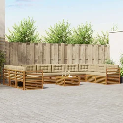 Setovi sofa 11 pcs Prirodna i bež Čvrsto drvo akacije