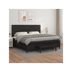Den Box spring postelja z vzmetnico črna 200x200 cm umetno usnje