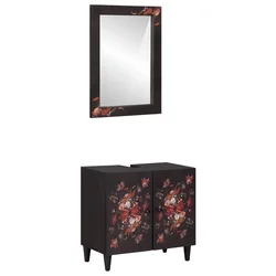 Set ormarića za kupaonicu Zidne 2 pcs Čvrsto drvo manga