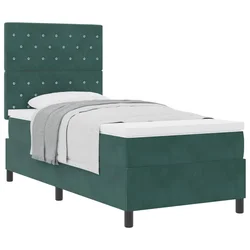 Vidaxl Postelja z vzmetnico Temno zelena 100 x 200 cm Žamet