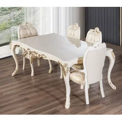 Casa Padrino luxury baroque dining table white/gold - Rectangular baroque style kitchen table - Luxury baroque dining room furniture - Baroque dining room furniture