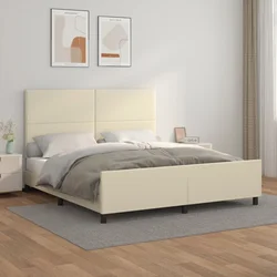 Okvir za krevet s uzglavljem krem 160x200 cm od umjetne kože