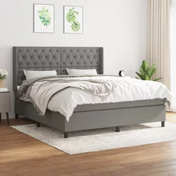 Vidaxl Box spring postelja z vzmetnico temno siva 160x200 cm blago