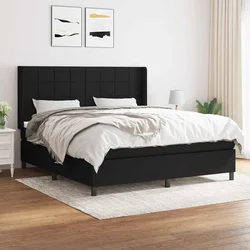 Vidaxl Box spring postelja z vzmetnico črna 160x200 cm blago