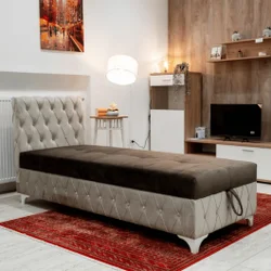 Tapacirani Krevet Vera 100x200 cm sa Škrinjom — PU Spužva 8 cm