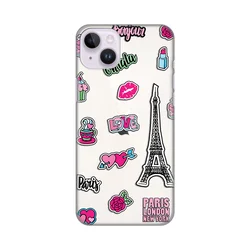 Silikonska maska za iPhone 14 Plus 6.7 Love Paris Print Skin providna