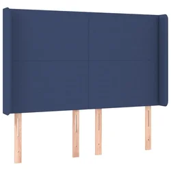 Vidaxl Vzglavje z ušesi modro 147x16x118/128 cm blago