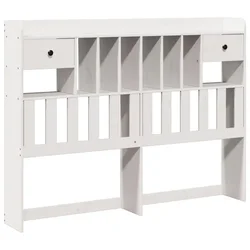 Vidaxl Vzglavje s predelki bela 140 cm trdna borovina
