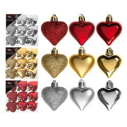 Kuglice za bor,  UKRAS Srca Red/Gold/Silver 9/1 Crvena