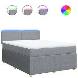 Vidaxl Box spring postelja z vzmetnico svetlo siva 140x200 cm blago