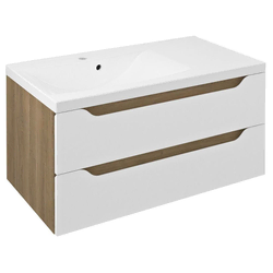 SAPHO Elegantna kopalniška omarica WAVE, bela/dub cuneo, 89,7x45x47,8cm, leva