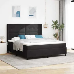 Krevet s opruga kutije s LED trakama Crna 180 x 200 cm Baršun