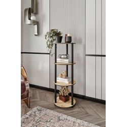 Hanah Home Polica za knjige Bookcase 4 Floors Round, Hrast