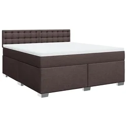Vidaxl Box spring postelja z vzmetnico temno rjava 180x200 cm blago