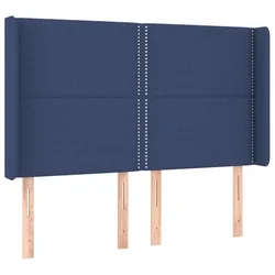 Vidaxl Vzglavje z ušesi modro 147x16x118/128 cm blago
