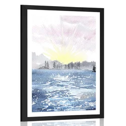 Plakat s paspartujem naslikana pokrajina - 20x30 silver