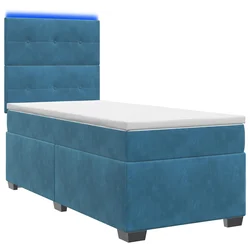 vidaXL Postelja boxspring z vzmetnico Modra 90 x 190 cm Žamet