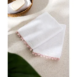 Madame Coco Set peškira za ruke Melly, 2 komada, Pamučni, 30x40cm, Belo-roze
