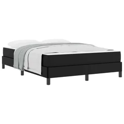 Vidaxl Konstrukcija postelje z vzmetnico Črna 140 x 200 cm blago