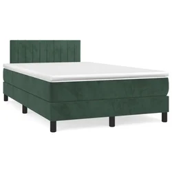 Vidaxl Box spring postelja z vzmetnico temno zelena 120x200 cm žamet