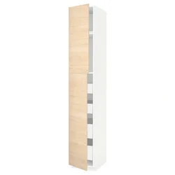 METOD / MAXIMERA Vis.el. s 2 vrata/4 fioke, bela/Askersund im. svetlog jasena, 40x60x240 cm