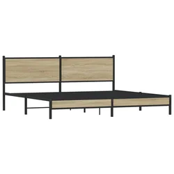 Vidaxl Kovinski posteljni okvir brez vzmetnice sonoma hrast 200x200 cm