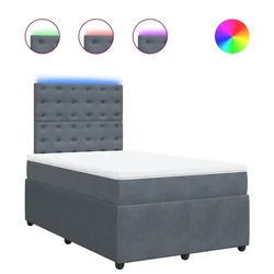 Vidaxl Box spring postelja z vzmetnico temno siva 120x200 cm žamet
