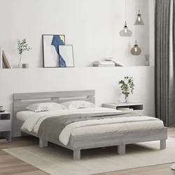 Okvir kreveta s uzglavljem LED siva boja hrasta 150x200 cm
