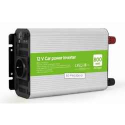 GEMBIRD Auto inverter EG-PWC800-01 12V DC/AC 800W+USB port sivi