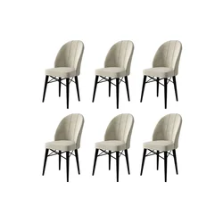 Hanah Home Set 6 trpezarijskih stolica Ritim Krem-Crni