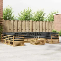 Set vanjskih sofa s jastukom 10 pcs Čvrsto drvo akacije