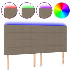 Vidaxl LED posteljno vzglavje taupe 180x5x118/128 cm blago