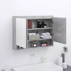 Kupaonski ormarić s ogledalom 80 x 15 x 60 cm MDF boja betona