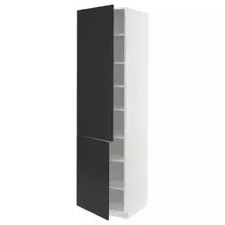 METOD Visoki element s policama/2 vrata, bela/Nickebo boja antracita, mat, 60x60x220 cm