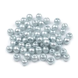 Stekleni voščeni biseri O6 mm - golobje modra (50 g)