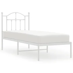 Metalni okvir krevet bez madraca s uzglavljem bijeli 75x190 cm
