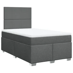 Vidaxl Box spring postelja z vzmetnico temno siva 120x190 cm blago