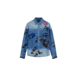 Desigual Bluza moder denim/rjava/roza/črna