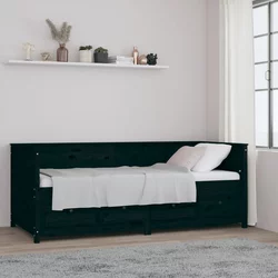 vidaXL Dnevna postelja črna 90x200 cm trdna borovina