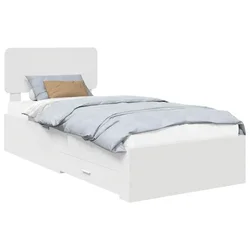 Vidaxl Konstrukcija postelje Bela 90 x 190 cm Konstruiran les