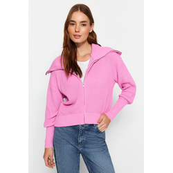 Trendyol Pink Zippered Collar Knitwear Cardigan