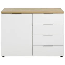 KOMODA 120/89/43 cm bela, boja hrasta